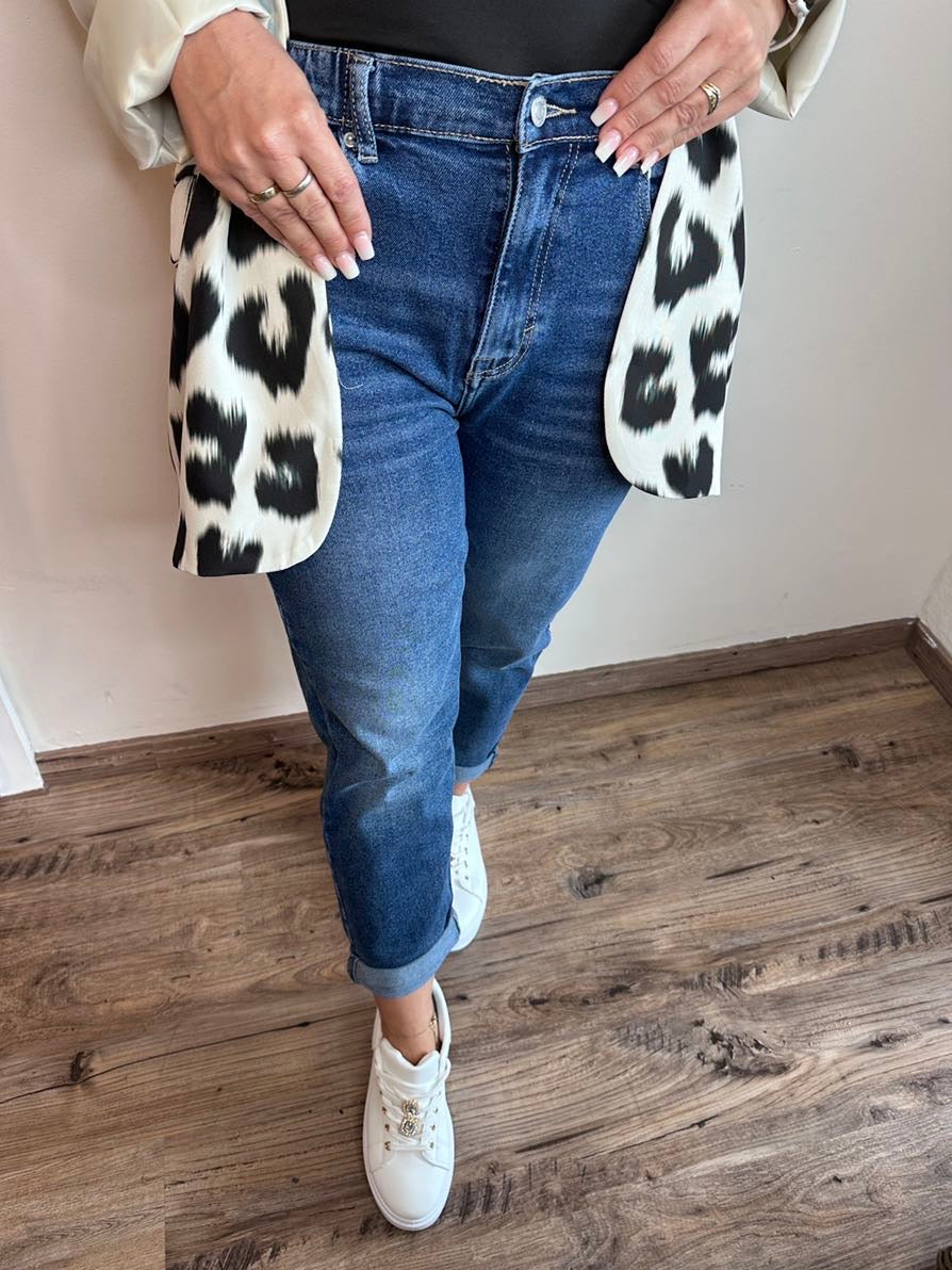 Valenzora Jeans with elastic waistband, dark blue