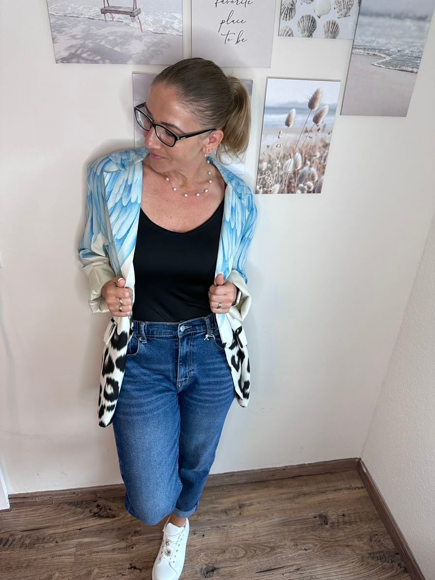 Valenzora Jeans with elastic waistband, dark blue