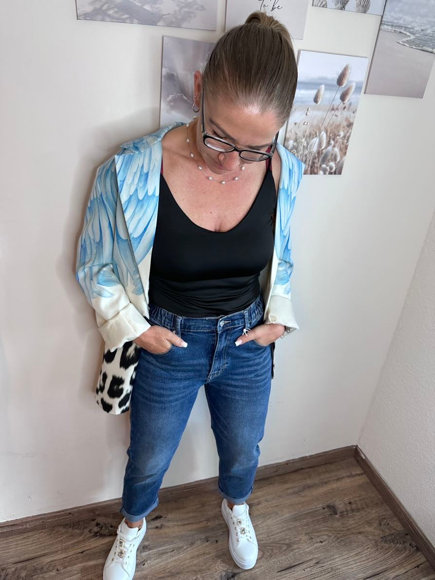 Valenzora Jeans with elastic waistband, dark blue