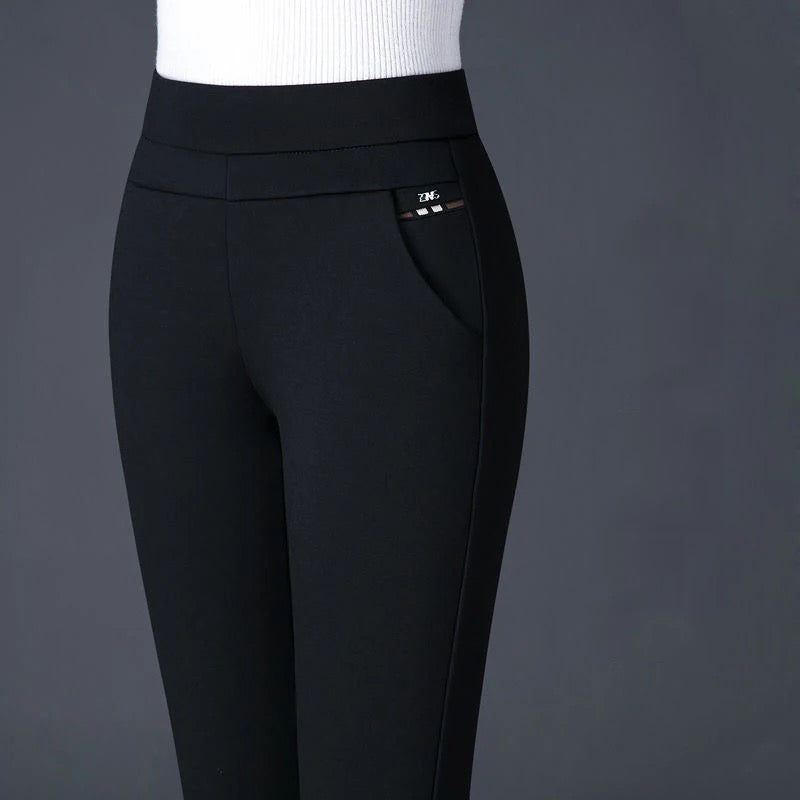 Valenzora Casual Trousers | Elegant women's trousers with a high waist and stripes