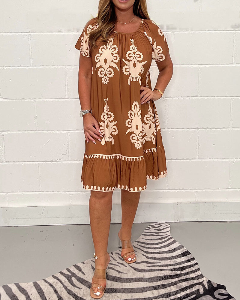 Valenzora | Printed dress with a round neck