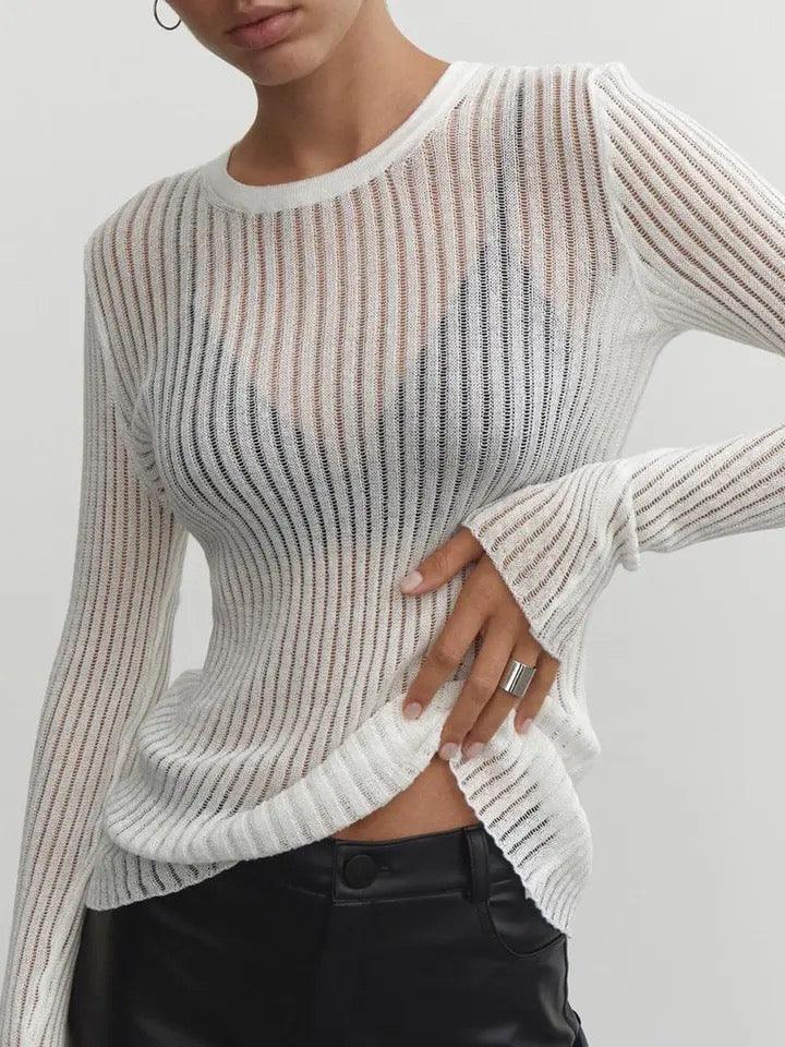 Valenzora - Elegant striped sheer top