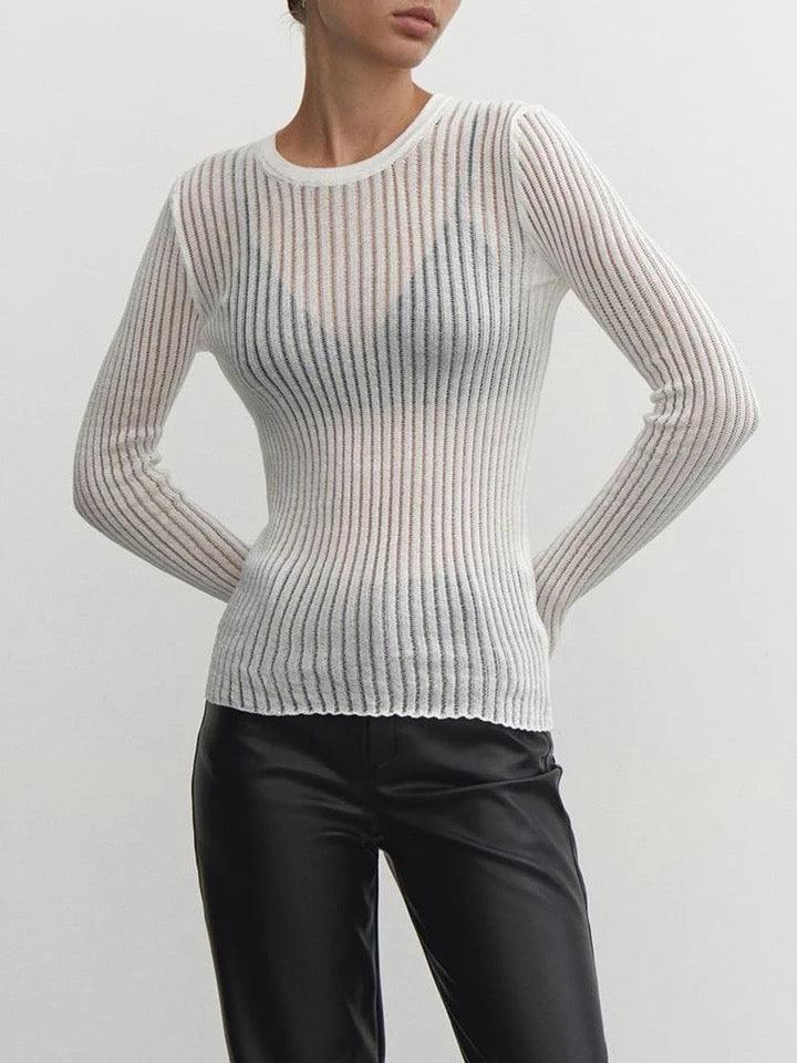 Valenzora - Elegant striped sheer top