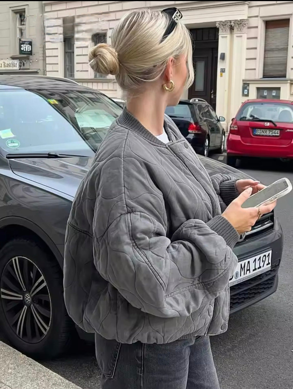Valenzora | Gesteppte, Oversize Bomberjacke