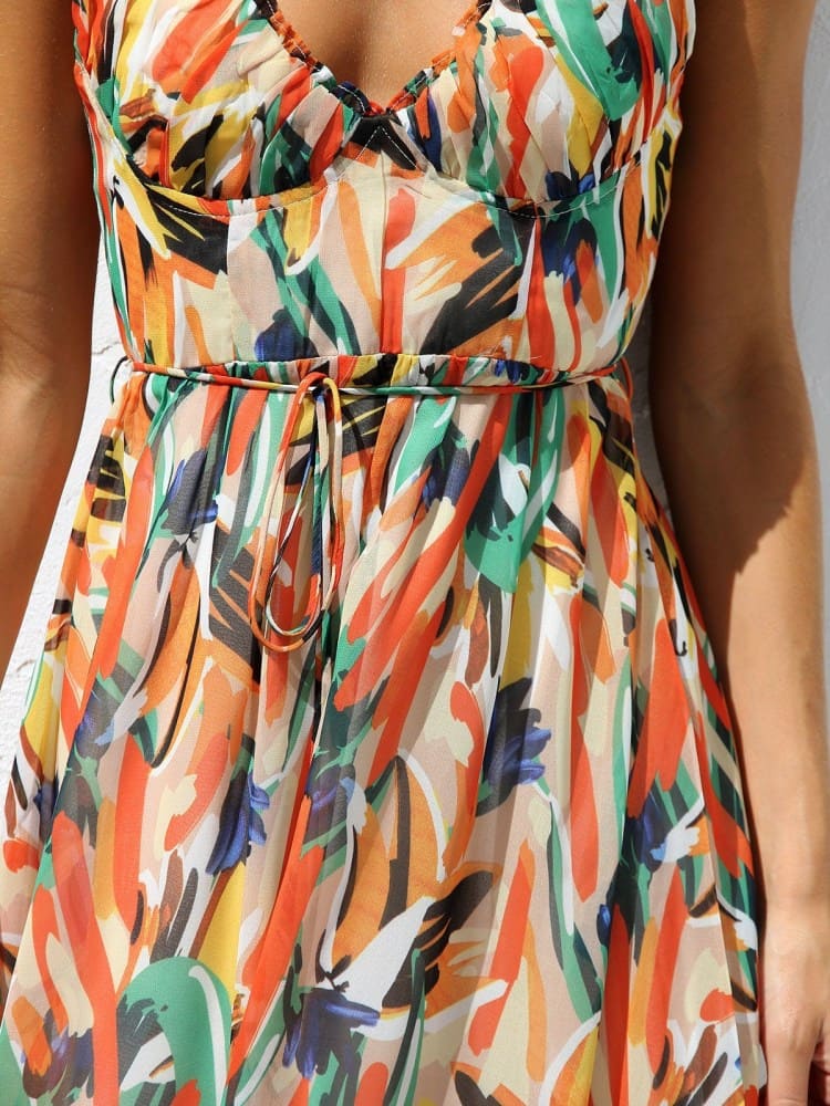 Valenzora | Women's dress with floral pattern and ruffles