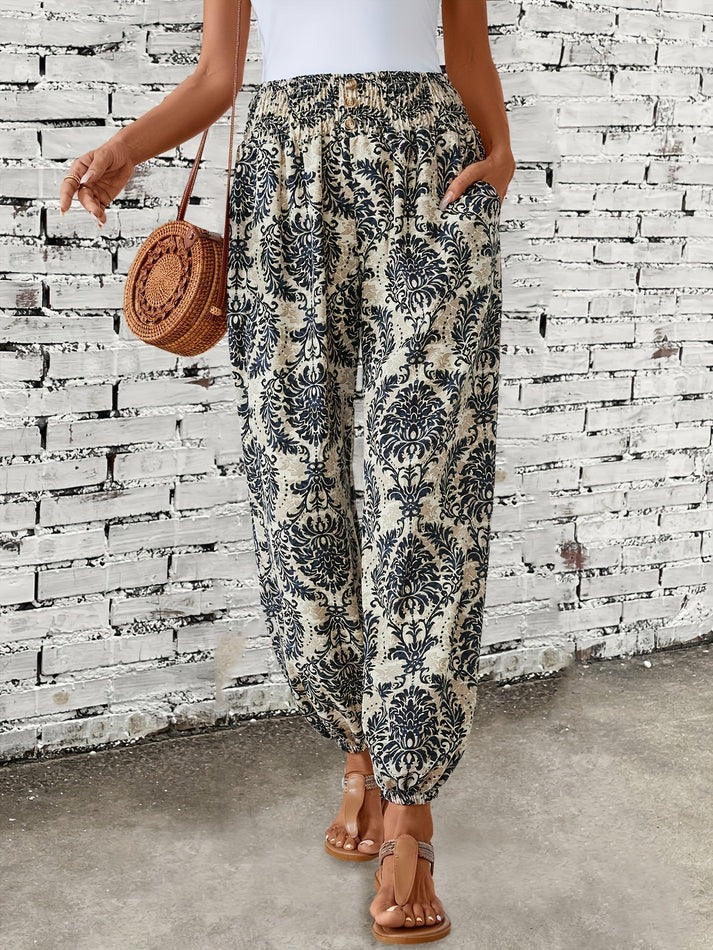 Stylish trousers with boho print