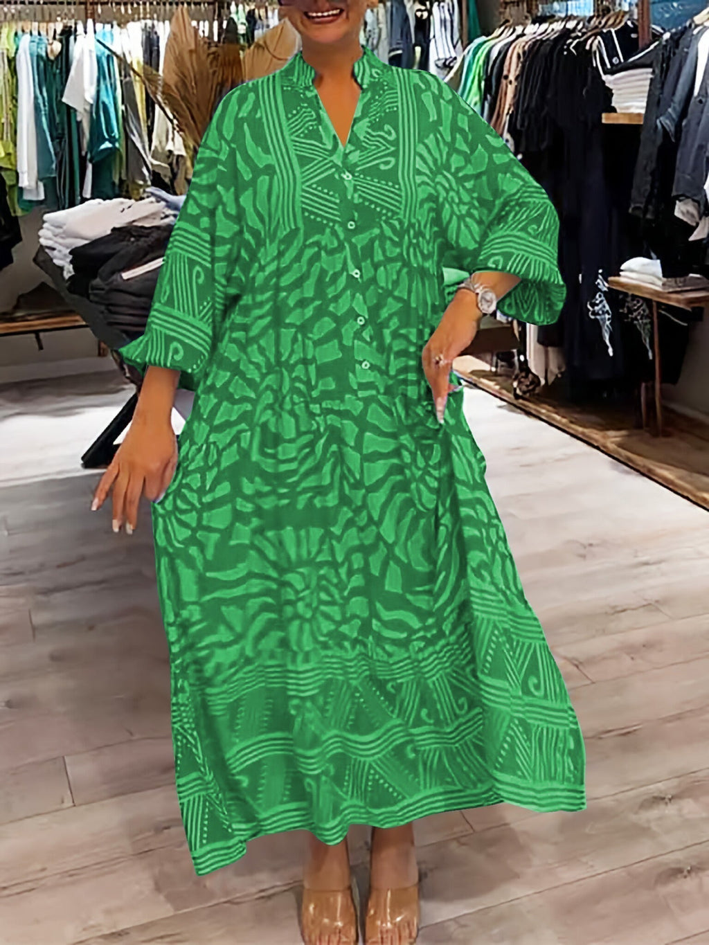 Valenzora | Stylish Maxi Dress with Swirl and Zigzag Pattern for Women