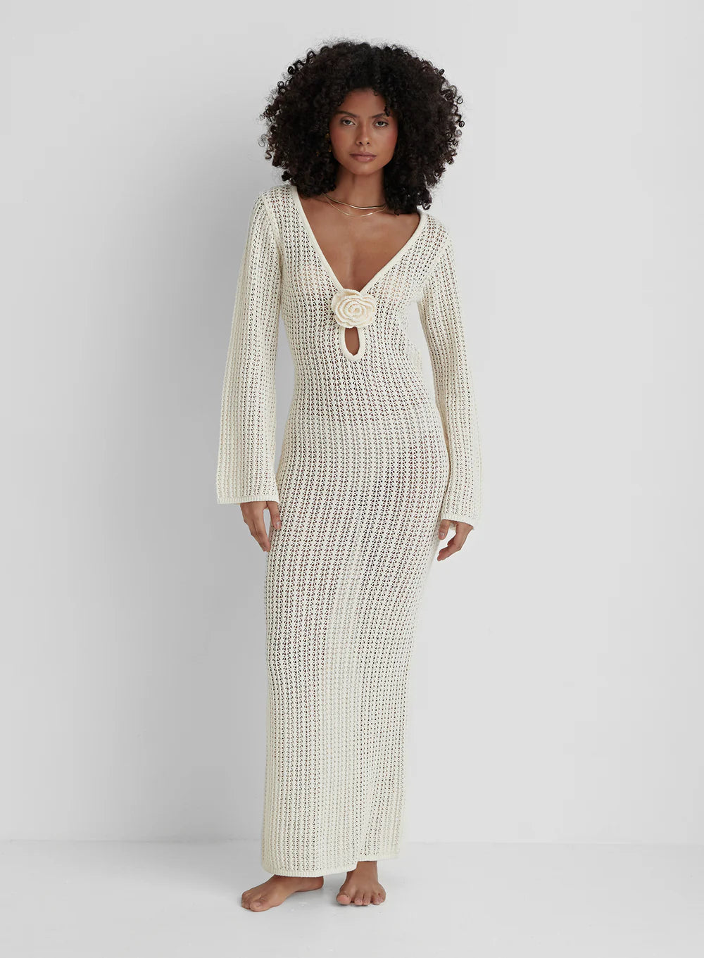Valenzora | Rückenfreies Strickkleid Beige