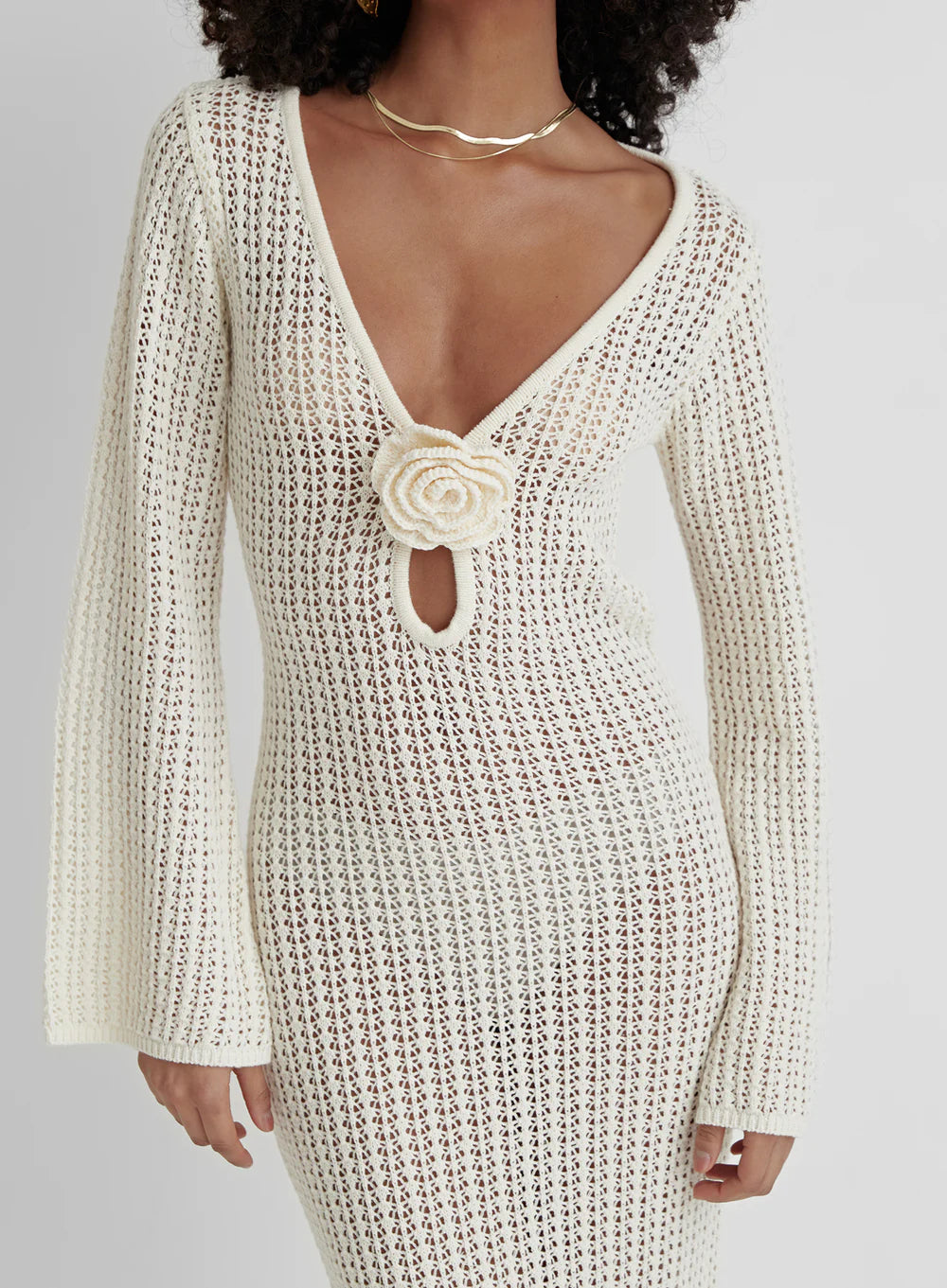Valenzora | Rückenfreies Strickkleid Beige