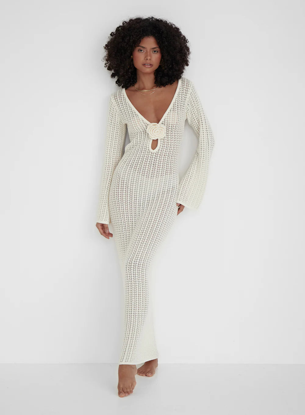 Valenzora | Rückenfreies Strickkleid Beige