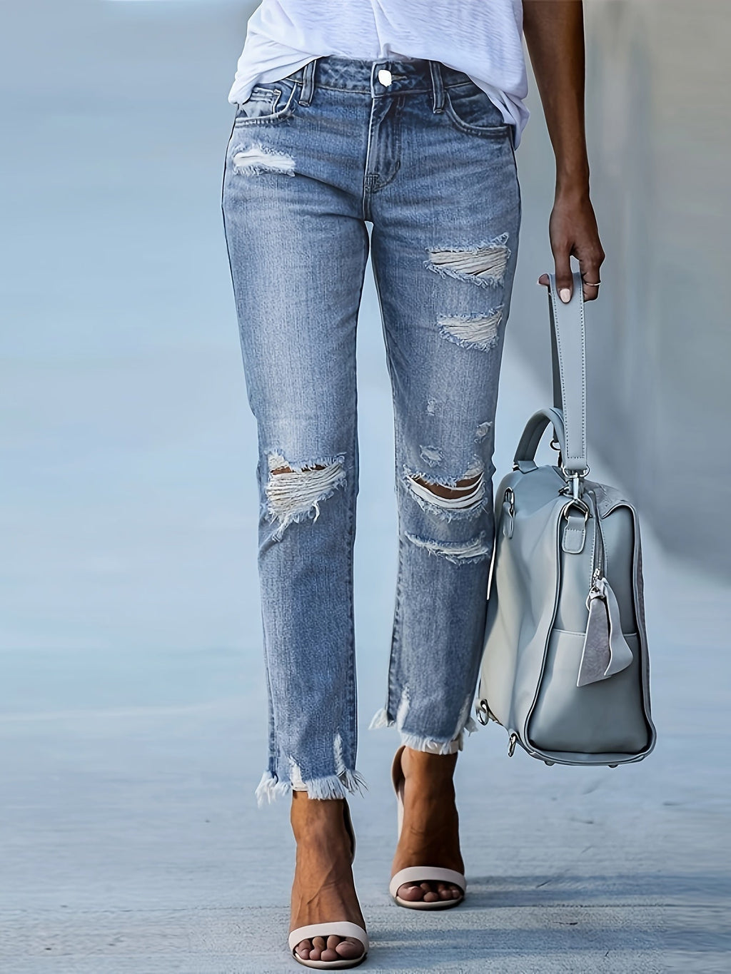 Valenzora | Trendige zerrissene Jeans mit hoher Taille und geradem Bein