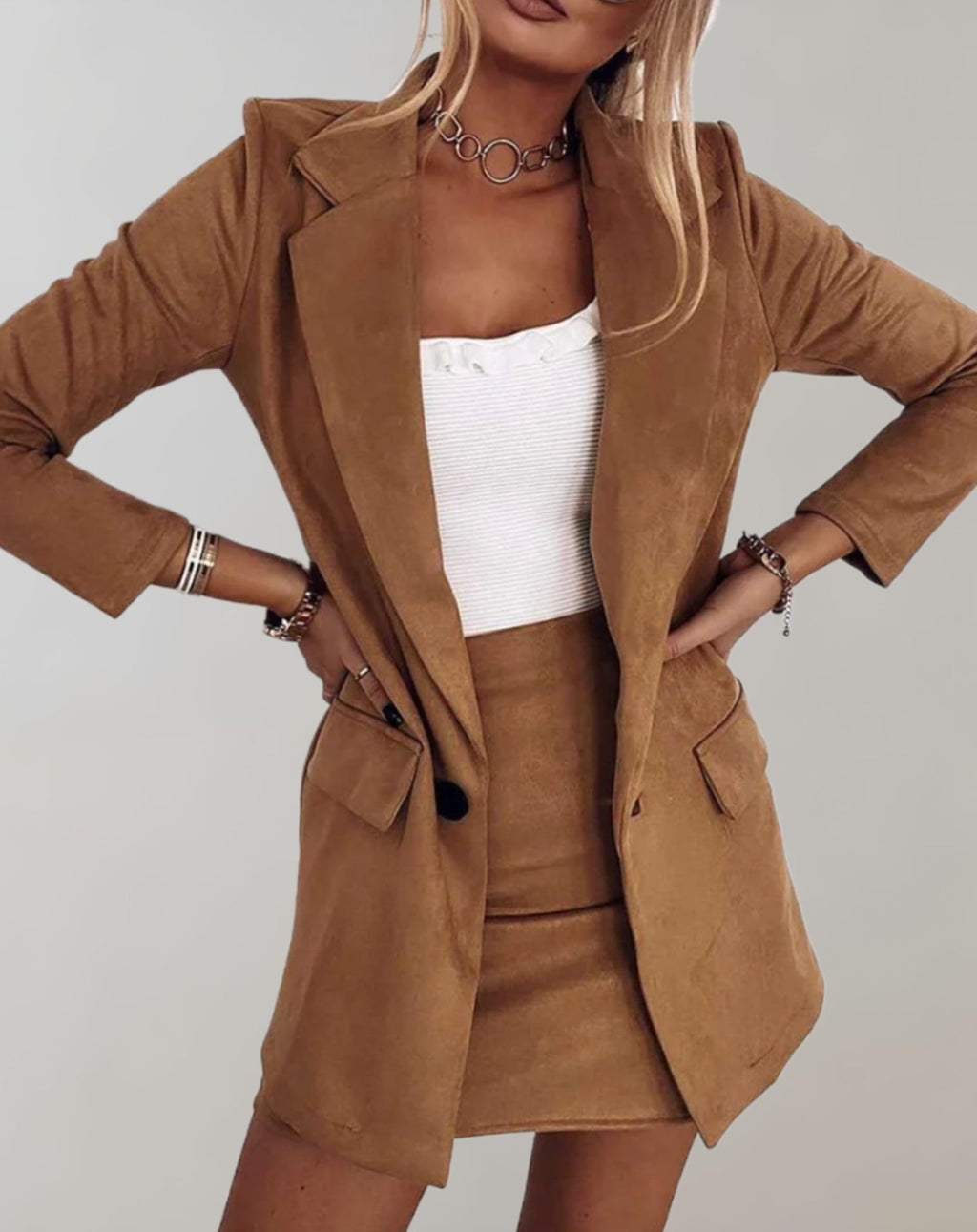 Valenzora | 2-teiliges Set aus Blazer und Minirock für Damen