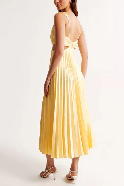 Valenzora | Pleated Plunge Midi Dress