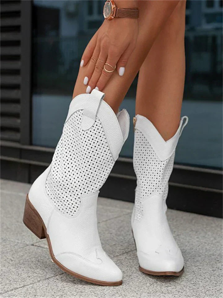 Valenzora | Weiße Cowboystiefel für Damen