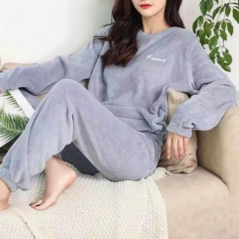 Valenzora | Pyjama-Set Warmer Plüsch-Schlafanzug für Damen
