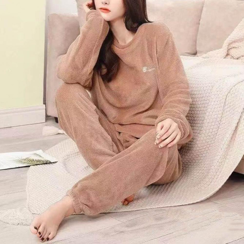 Valenzora | Pyjama-Set Warmer Plüsch-Schlafanzug für Damen