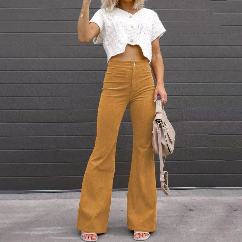 Valenzora | Corduroy trousers - High-waisted women's trousers for a trendy look