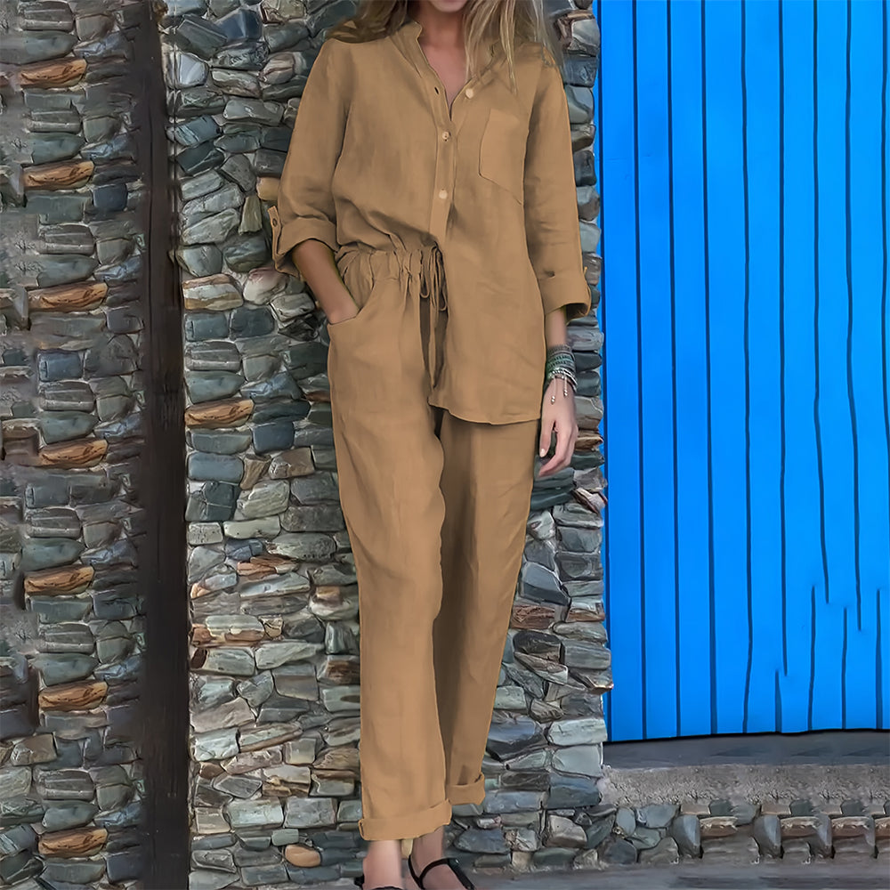Valenzora | Langarmshirt und Hose aus Baumwolle und Leinen für Damen