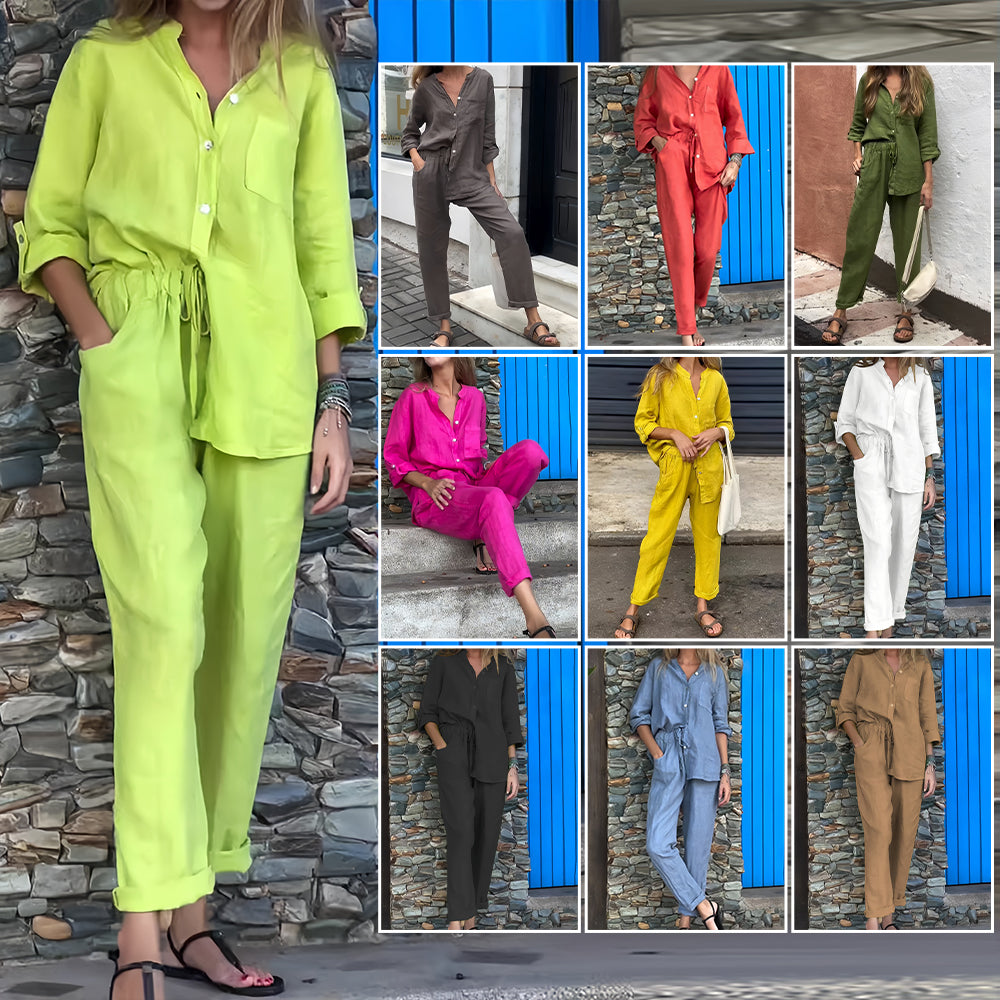 Valenzora | Langarmshirt und Hose aus Baumwolle und Leinen für Damen