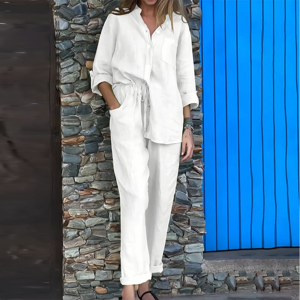 Valenzora | Langarmshirt und Hose aus Baumwolle und Leinen für Damen