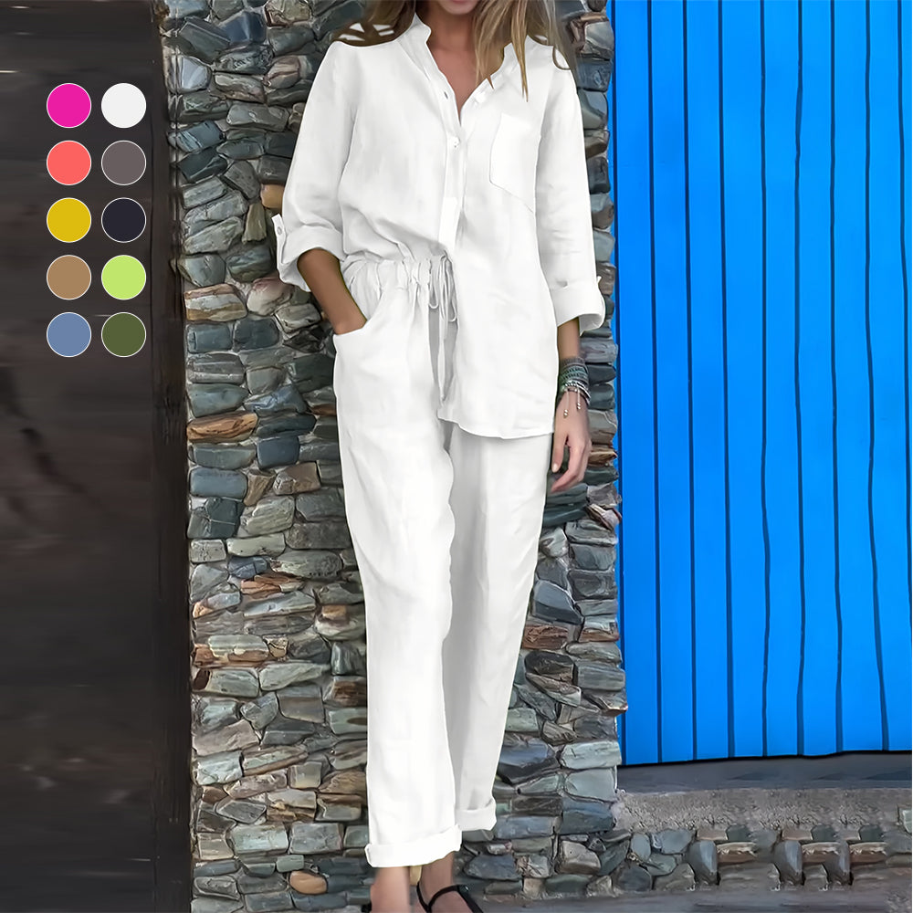 Valenzora | Langarmshirt und Hose aus Baumwolle und Leinen für Damen