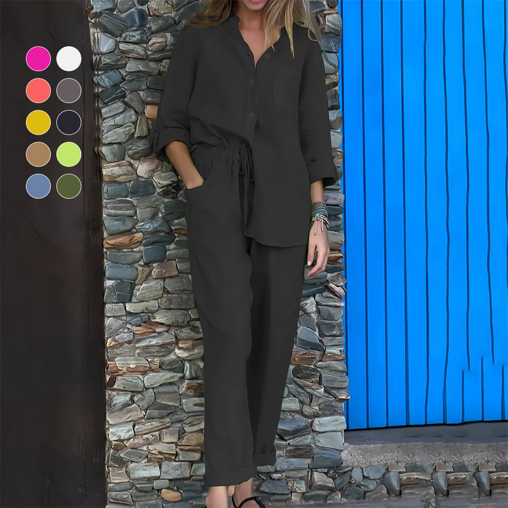 Valenzora | Langarmshirt und Hose aus Baumwolle und Leinen für Damen