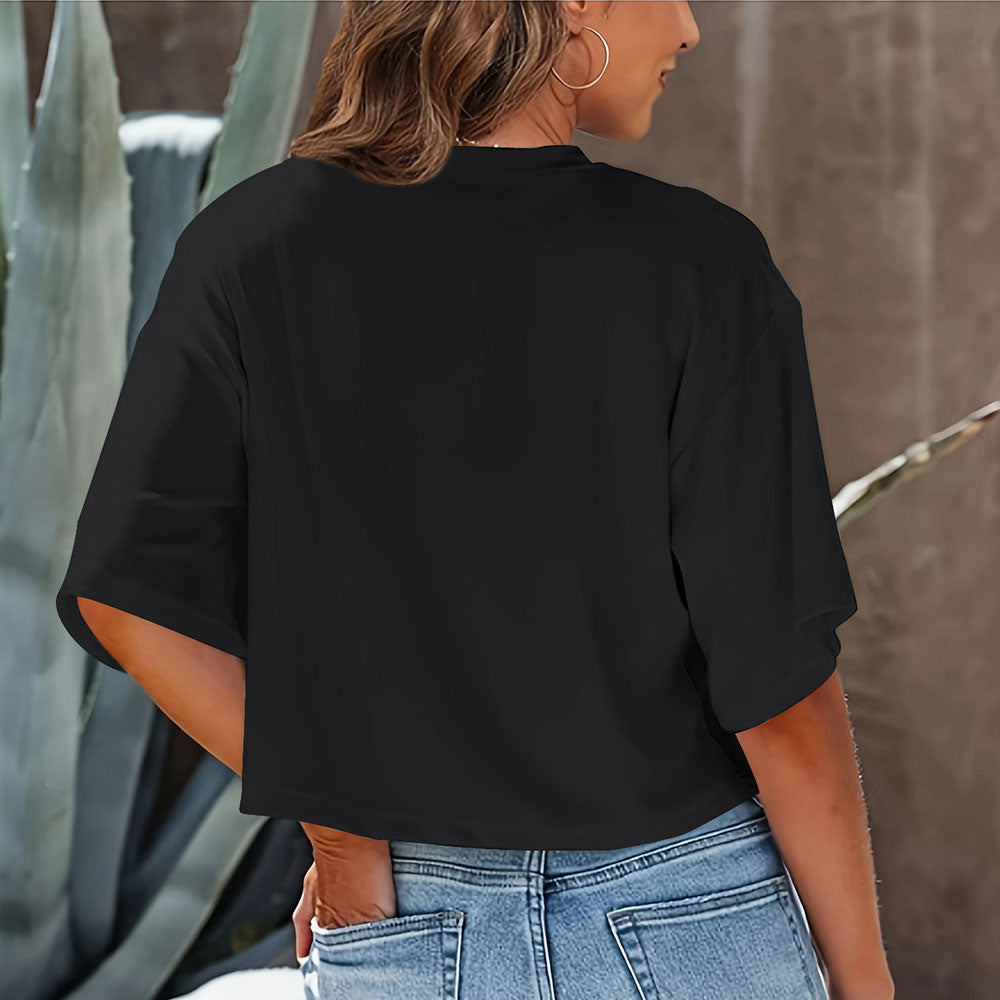 Valenzora | Lässiges, einfarbiges, kurzärmeliges T-Shirt mit Rundhalsausschnitt für Damen
