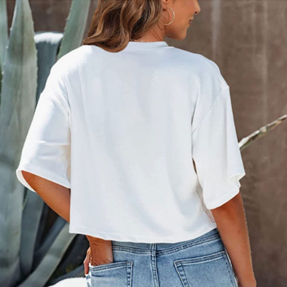 Valenzora | Casual, solid-color, short-sleeved T-shirt with a round neck for women