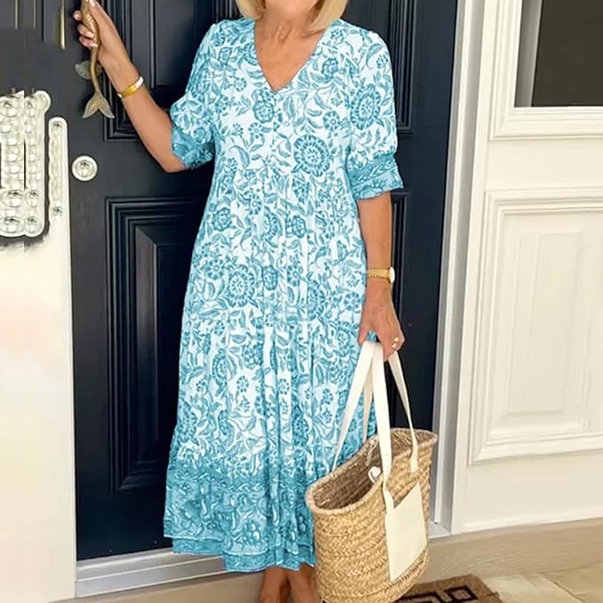Valenzora | With V-neck and floral pattern
