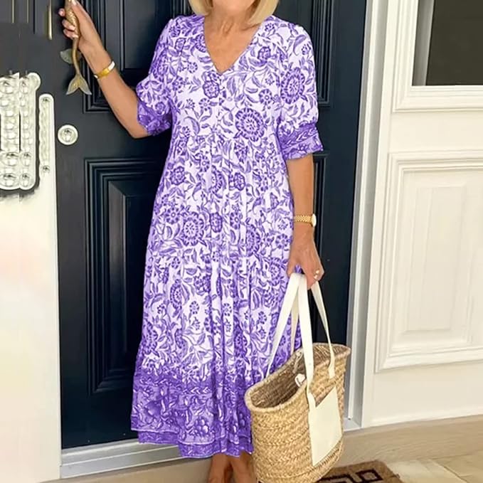 Valenzora | With V-neck and floral pattern