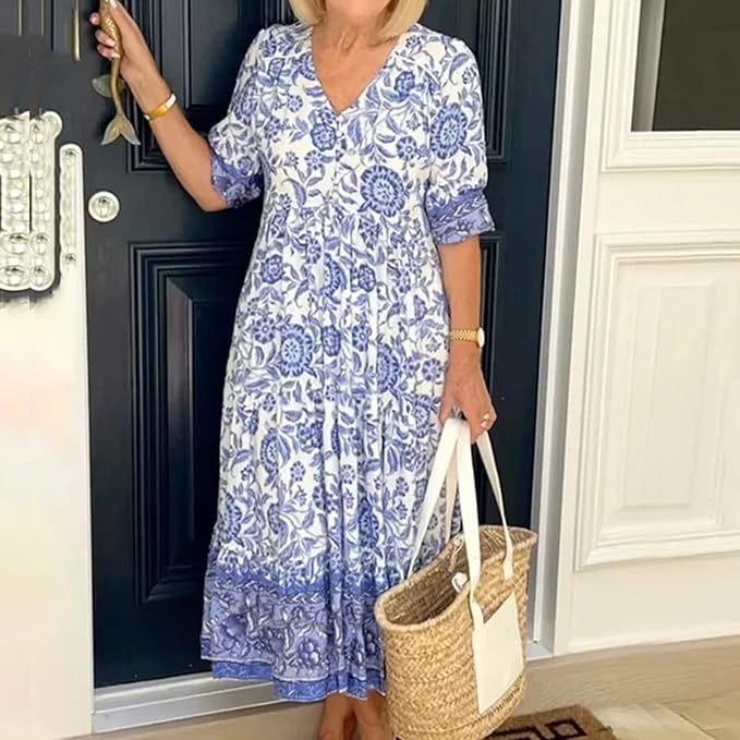 Valenzora | With V-neck and floral pattern