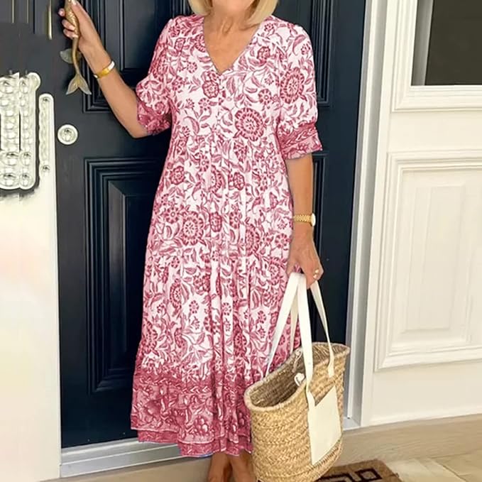 Valenzora | With V-neck and floral pattern