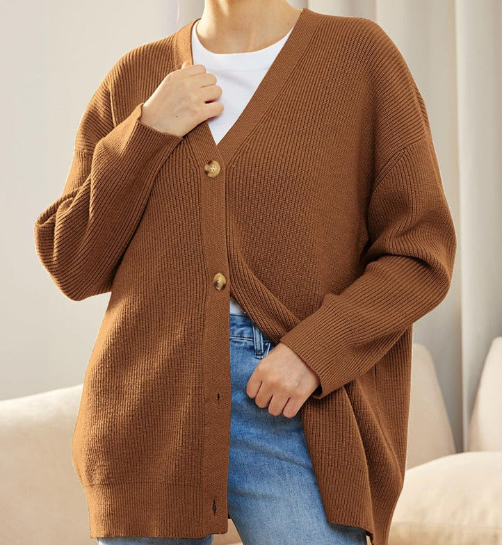 Valenzora | Oversized cardigan with button placket, women's clothing