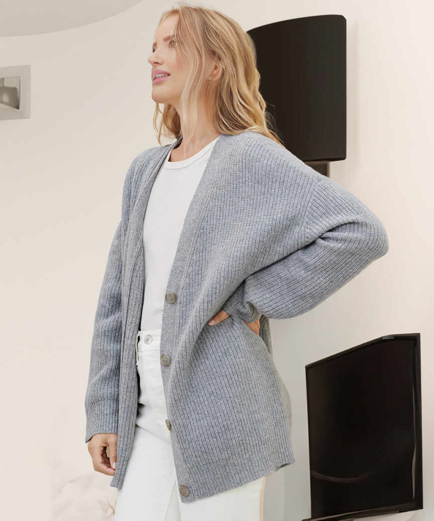 Valenzora | Oversized cardigan with button placket, women's clothing