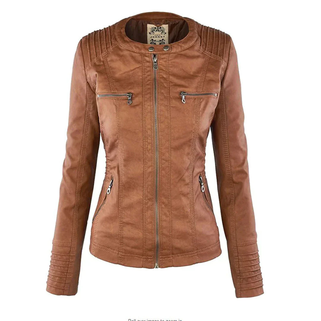 Valenzora | Elegant hooded motorcycle jacket made of high-quality leather
