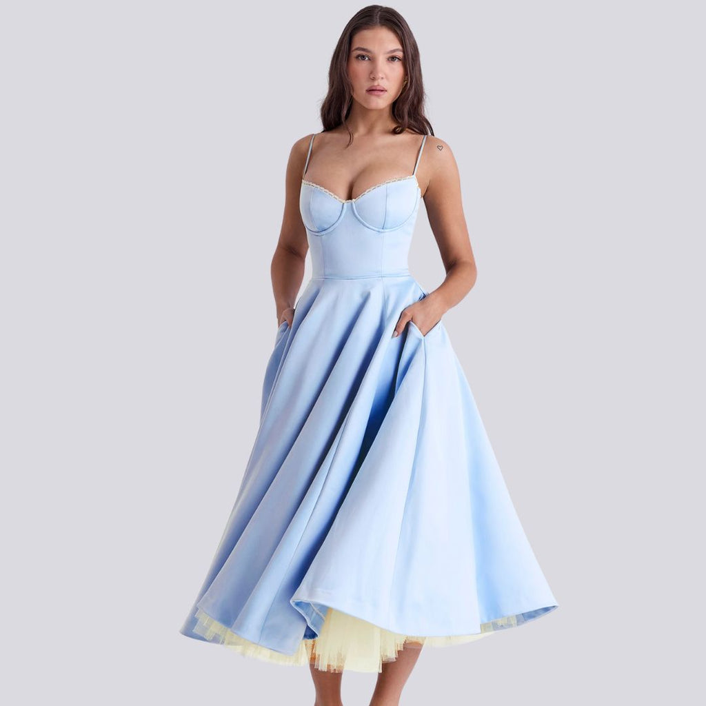 Valenzora | Stylish V-neck A-line maxi dress