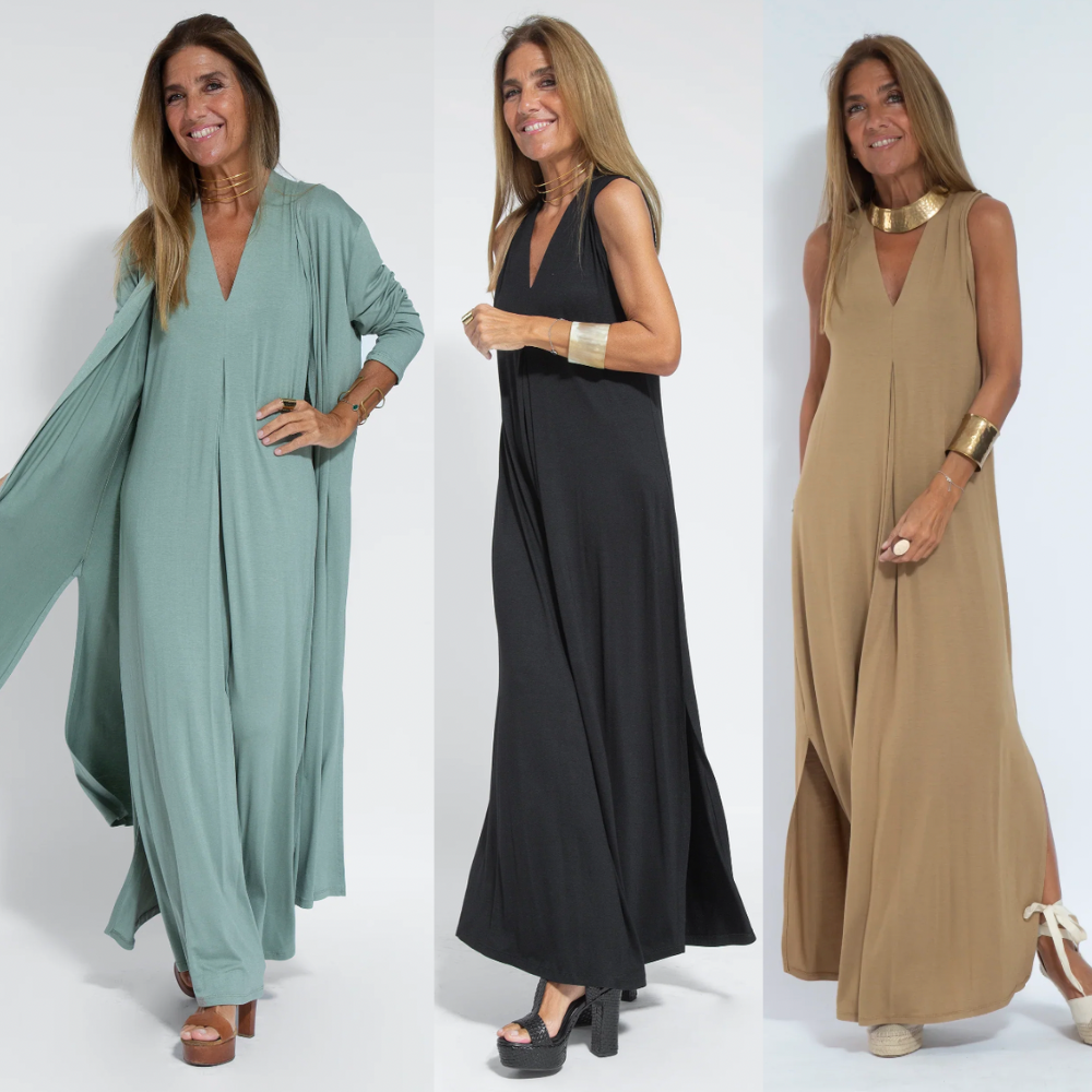 Valenzora | Set consisting of a long slimming dress and vest