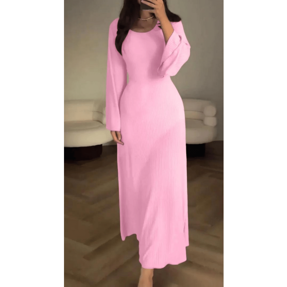 Valenzora - Elegant long round ribbed dress
