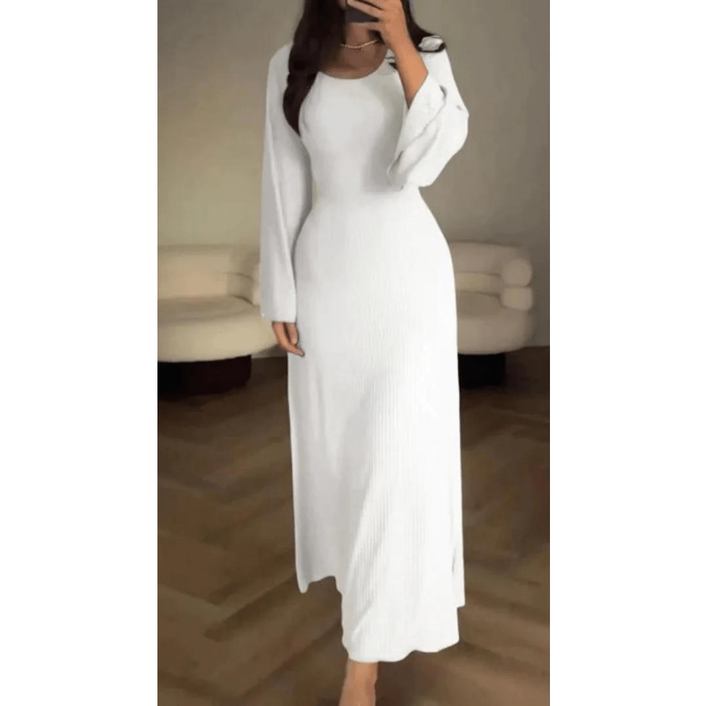 Valenzora - Elegant long round ribbed dress