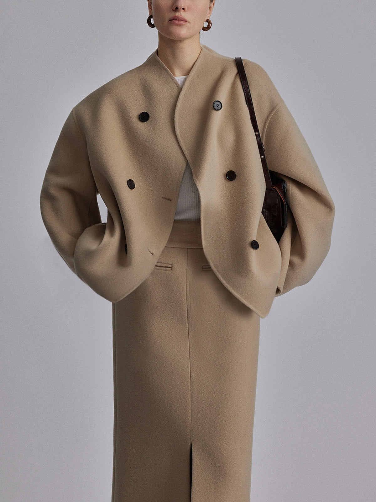 Valenzora | Women's Jacket with Double Row of Buttons in Wool Blend