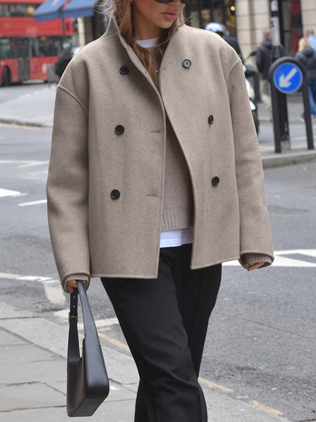 Valenzora | Women's Jacket with Double Row of Buttons in Wool Blend