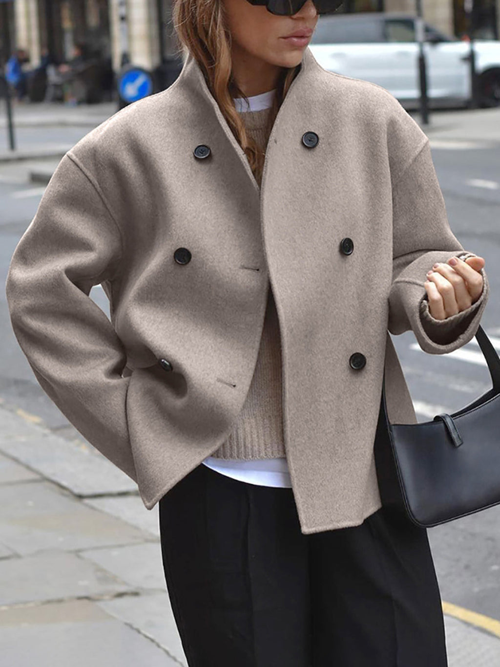 Valenzora | Women's Jacket with Double Row of Buttons in Wool Blend
