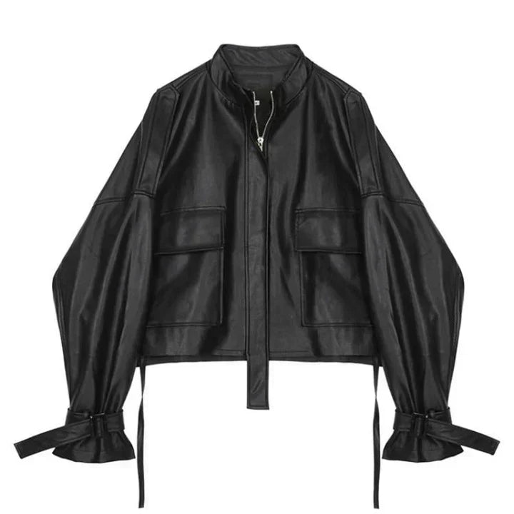 Valenzora | Damen Lederjacke mit kastigem Schnitt