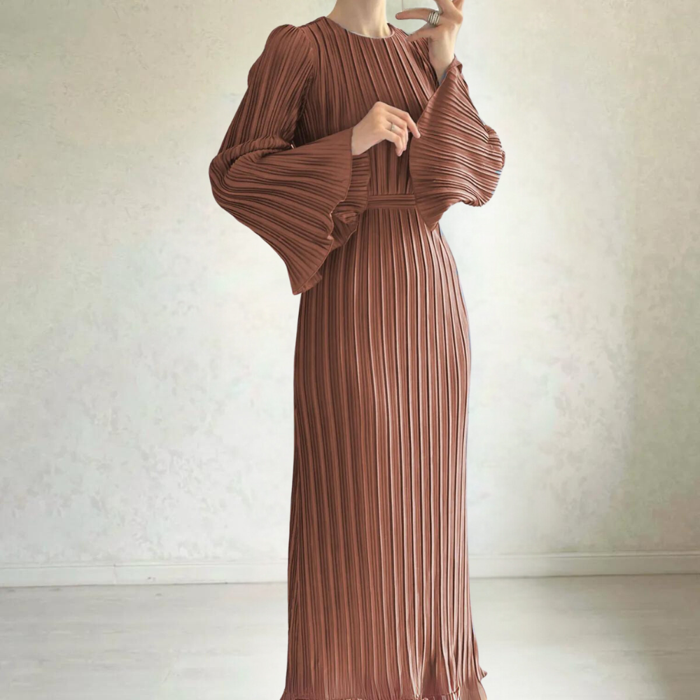 Valenzora | Elegantes plissiertes Maxikleid für Damen