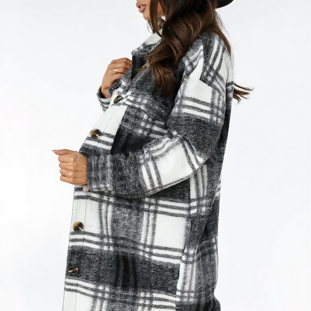 Valenzora – Lange karierte Winterjacke
