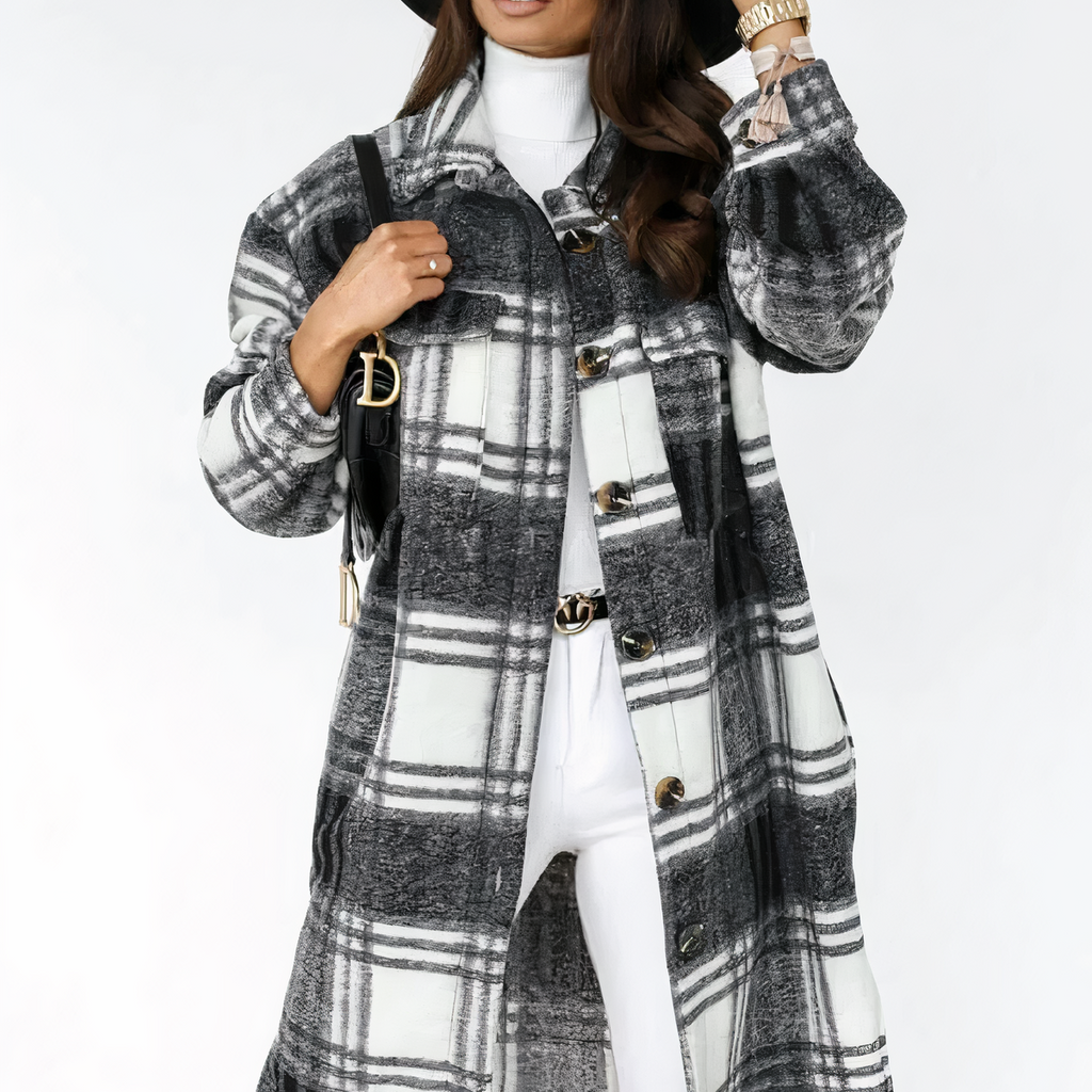 Valenzora – Lange karierte Winterjacke