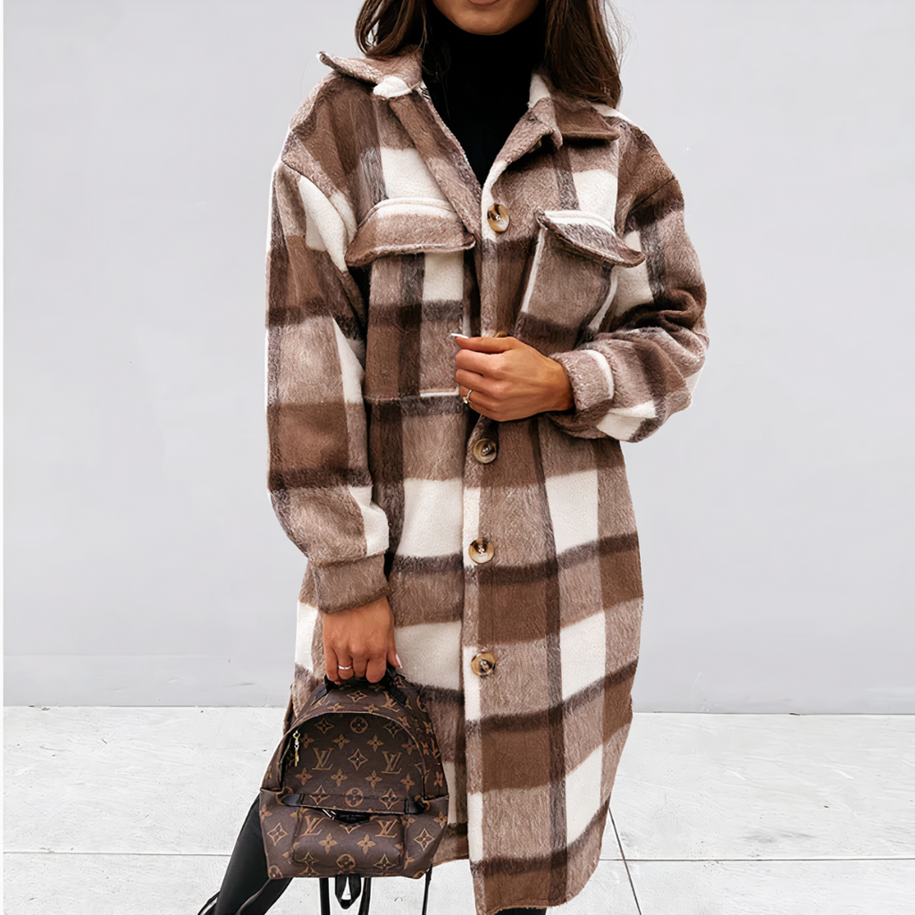 Valenzora – Lange karierte Winterjacke