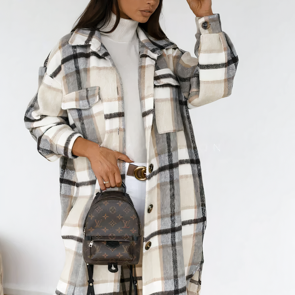 Valenzora – Lange karierte Winterjacke