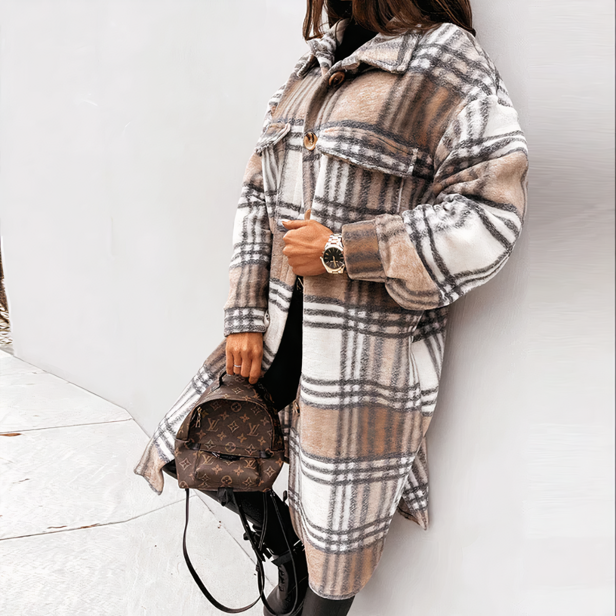 Valenzora – Lange karierte Winterjacke