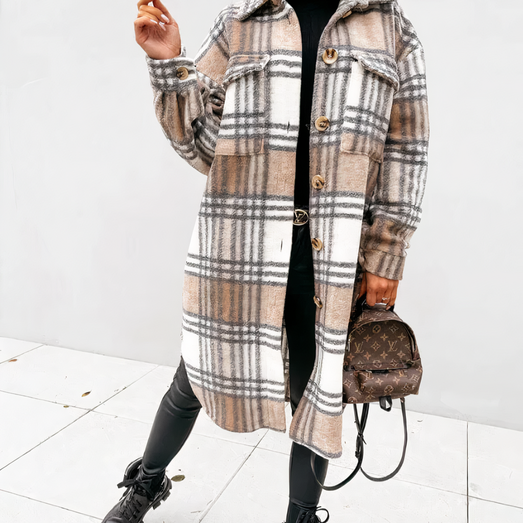 Valenzora – Lange karierte Winterjacke